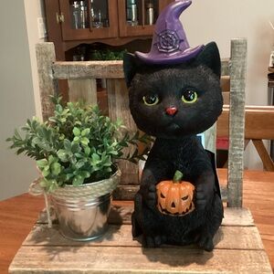 Halloween Black Cat Bobble Head Figurine